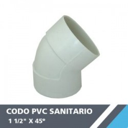 CODO PVC SANITARIO 1 1/2? X 45°