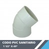 CODO PVC SANITARIO 1 1/2? X 45°